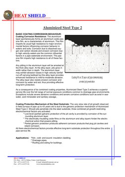 Aluminized Steel Type 2
HEAT SHIELD
P.O. Box: 49374, Dubai, Unites Arab Emirates
Tel: +971-4-4327119;
E-mail: hshield@