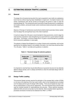 2-1
Code of practice for the design of road pavements
Estimating design traffic loading
2.
ESTIMATING DESIGN TRAFFIC LOADING