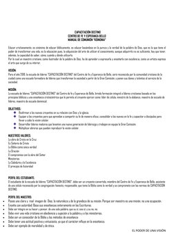EL PODER DE UNA VISIÓN
CAPACITACIÓN DESTINO
CENTRO DE FE Y ESPERANZA BELLO
MANUAL DE COMUNIÓN “KOINONIA”
Edu