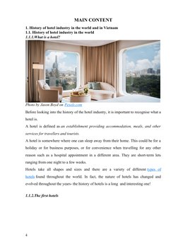 MAIN CONTENT
1. History of hotel industry in the world and in Vietnam
1.1. History of hotel industry in the world
1.1.1.What
