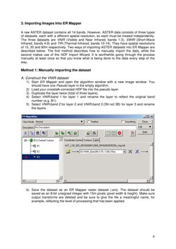 3. Importing Images Into ER Mapper
A raw ASTER dataset contains all 14 bands. However, ASTER data consists of three types