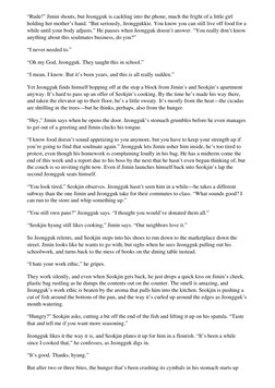 “Rude!” Jimin shouts, but Jeongguk is cackling into the phone, much the fright of a little girl
holding her mother’s hand. “B