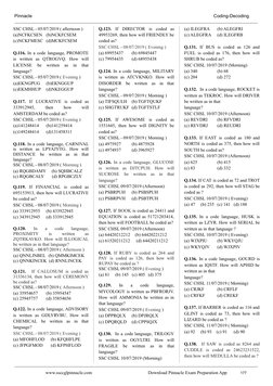 Pinnacle
Coding-Decoding
SSC CHSL - 05/07/2019 ( afternoon )
(a)NCFKCSEN
(b)NCKFCSEM
(c)NCKFMESC (d)MCKFCSEM
Q.116. In a code
