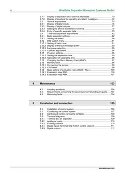 8
Westfalia Separator Mineraloil Systems GmbH
8555-9001-000/1203
3.7.7
Display of separator data / service ad