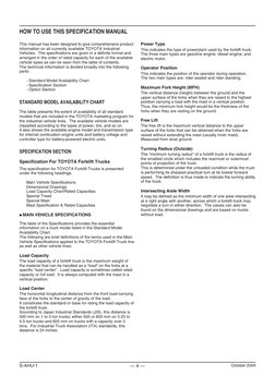 — 4 —
S-AHU-1
October 2004
HOW TO USE THIS SPECIFICATION MANUAL
STANDARD MODEL AVAILABILITY CHART
The table presents the ext