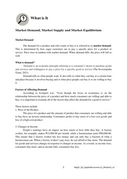 5
NegOr_Q3_AppliedEconomics11_Module3_v2
Market Demand, Market Supply and Market Equilibrium
Market Dema