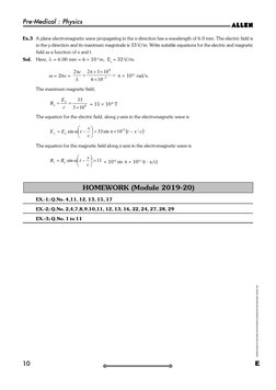 Pre-Medical : Physics
10
E
ALLEN
NODE02\B0AH-AI\TEACHING NOTES\PHYSICS\LEADER\ELECTRO MAGNETIC WAVES .P65
Ex.3 A plane electr