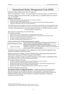 15/08/2023
Notes for Ship Masters Class 1
International Safety Management Code (ISM)
Required by Marine Orders part 58; SOLAS