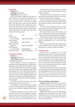 Horsemanship
Format: Match
Lead Judge: Doji Hokehime
Primary Roll: Various (see below)
Much like the athletics competition,