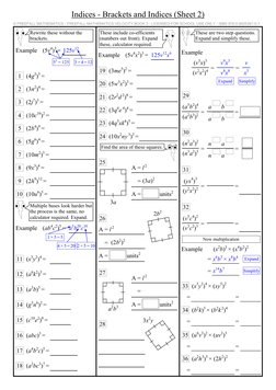 Indices - Brackets and Indices (Sheet 2)
Rewrite these without the
brackets.
© FREEFALL MATHEMATICS - FREEFALL MATHEMATICS