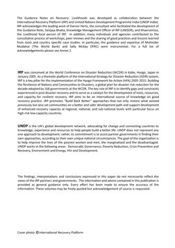 G U I D A N C E N O T E O N R E C O V E R Y : L I V E L I H O O D
Acknowledgement | i