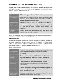 G U I D A N C E N O T E O N R E C O V E R Y : L I V E L I H O O D
A Working Definition of Livelihood | 2
Another way