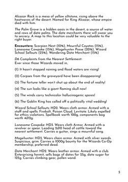 5
Alcazar Rock is a mesa of yellow siltstone, rising above the
heatwaves of the desert. Named for King Alcazar, whose empire