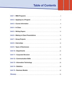 Table of Contents
Unit 1 – MBA Programs . . . . . . . . . . . . . . . . . . . . . . . . . . . . . . . . . . . . . . . . . .