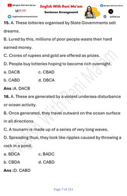 Page 7 of 151
15. A. These lotteries organised by State Governments sell
dreams.
B. Lured by this, millions of poor pe