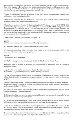 During trial, it was established that Simeon and Virginia’s marriage had been on bad terms and they’ve
been living separatel