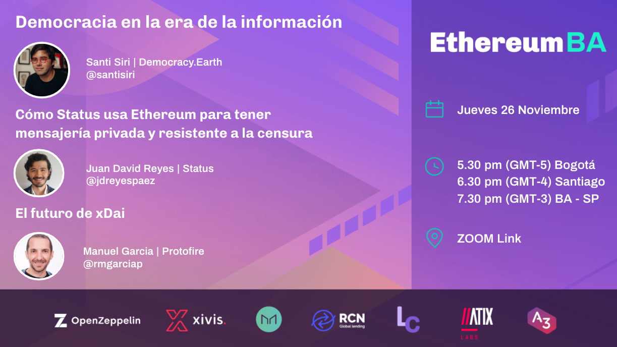 EthereumBA: Democracia en la era de la información + Status + El futuro de xDai