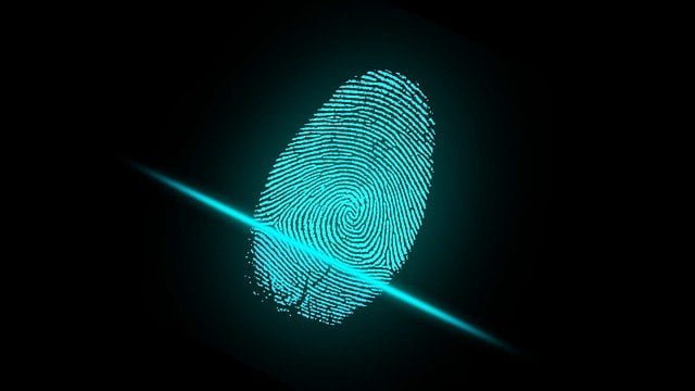 A fingerprint being scanned.