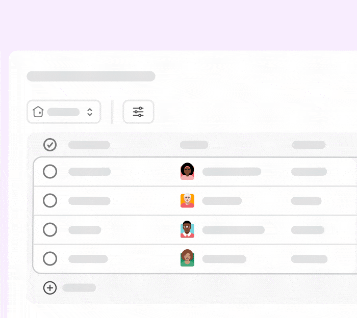 GIF animado mostrando uma lista no Slack com uma subtarefa, um destinatário e um prazo