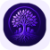 Purple circle with a white square background.