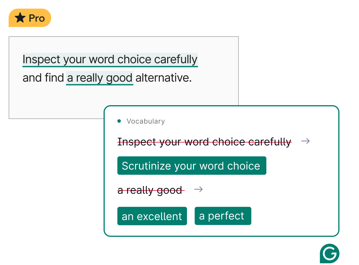 Grammarly helps you to expand your vocabulary