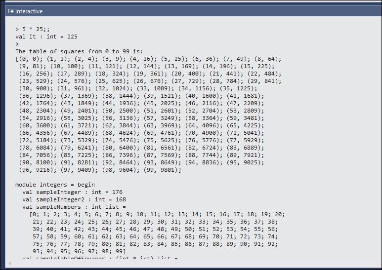 Interactive support for F# interactive