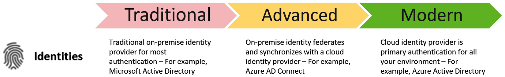 Figure 1.11 – An example based on Microsoft’s zero-trust maturity model 
