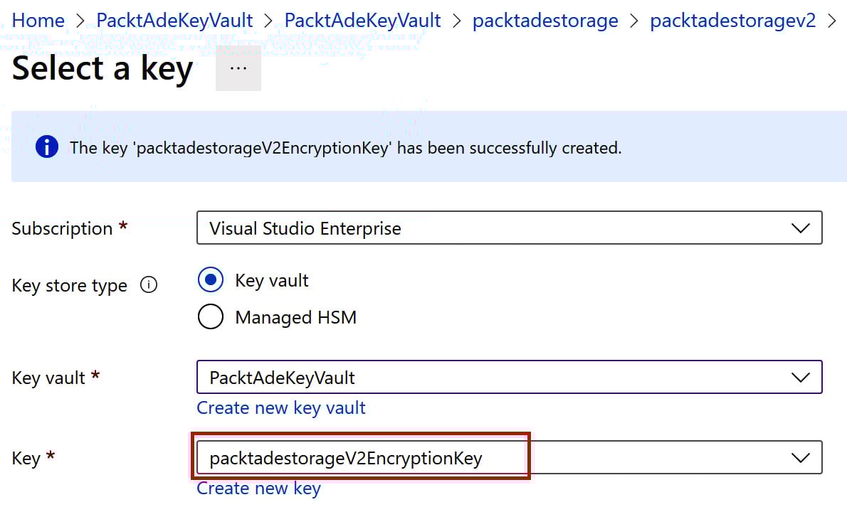 Figure 2.20 – Selecting the key