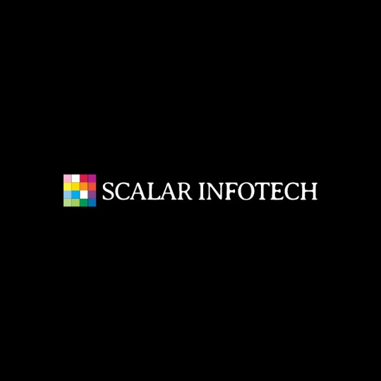 Logo de Scalar Infotech avec icône du cube multicolore
