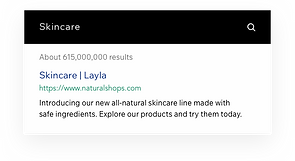 Результати пошуку сайту косметичних виробів в пошуковій системі Google.