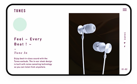 Інтернет-магазин високоякісних навушників, вигляд на планшеті.