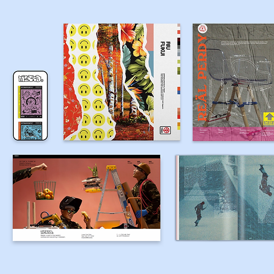 Колаж із сторінок сайту, створеного на Wix, який пропонує послуги з дизайну.