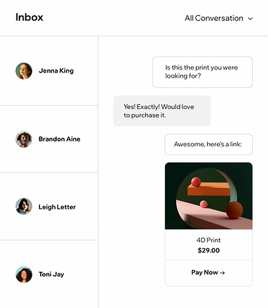 Папка «Вхідні» користувача та бесіди з відвідувачами сайту.