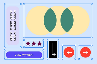 Колаж з різних елементів дизайну на сайті, створеному на Wix.