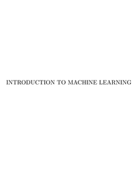 Introduction to Machine Learning