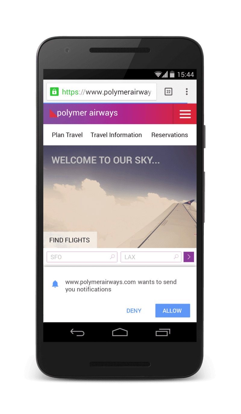 Przykład Owena Campbella-Moora źle zaprojektowanego interfejsu użytkownika w przypadku powiadomień push.
