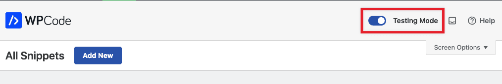 wpcode testing mode enabled