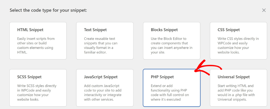 Select code type