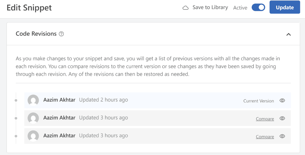 View code revisions