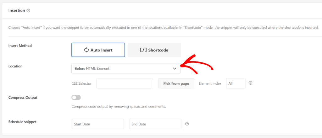 Select insert before element location