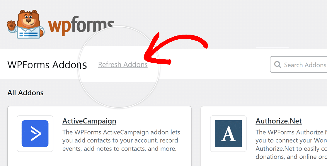 refresh-addons - WPForms Refreshing the addons screen