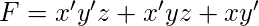 F=x^\prime y^\prime z + x^\prime yz + xy^\prime