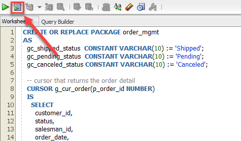 PL/SQL package specification compile using SQL Developer PL/SQL package specification compile using SQL Developer