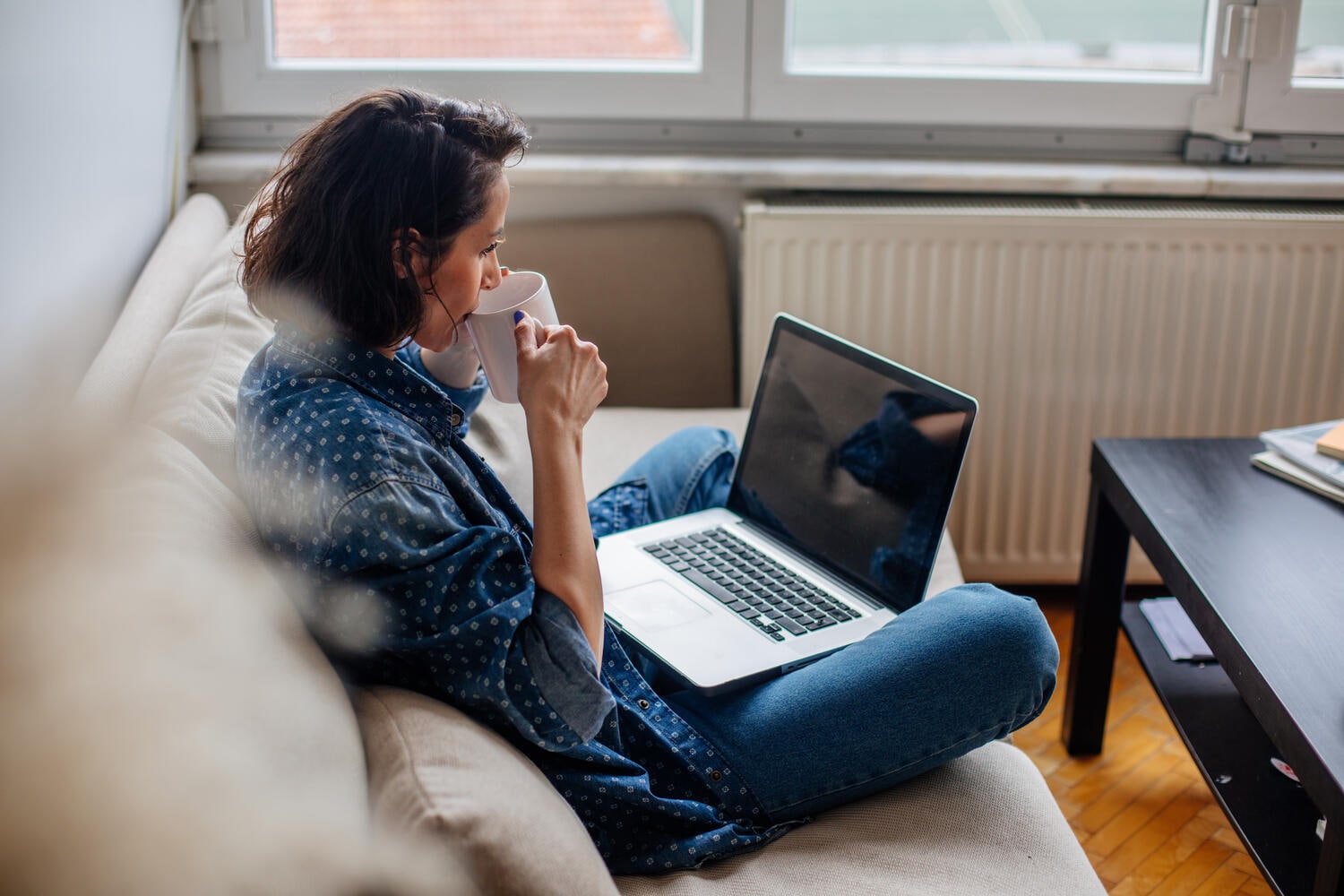Woman working on laptop