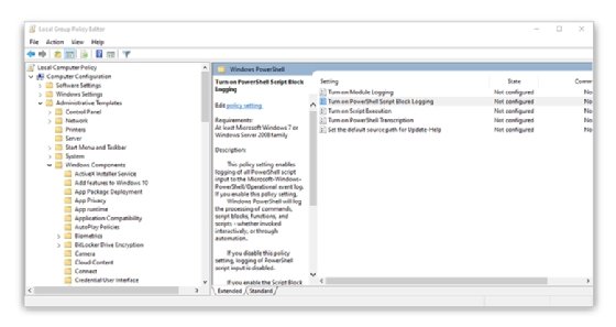 Turning on PowerShell script block logging