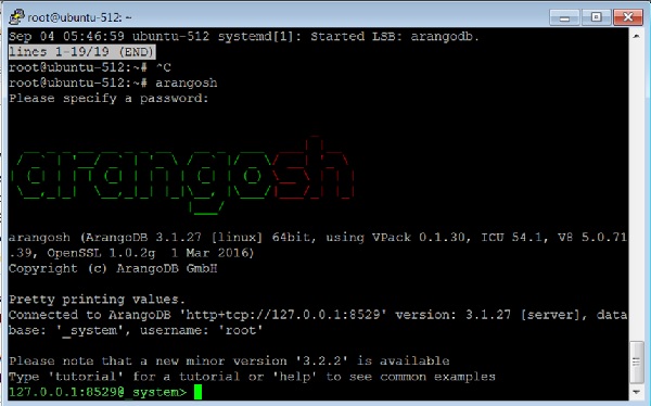 Output Window Root Password